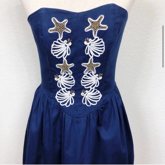 Lilly Pulitzer Mayfield Navy Strapless Seashell - Picture 4 of 10